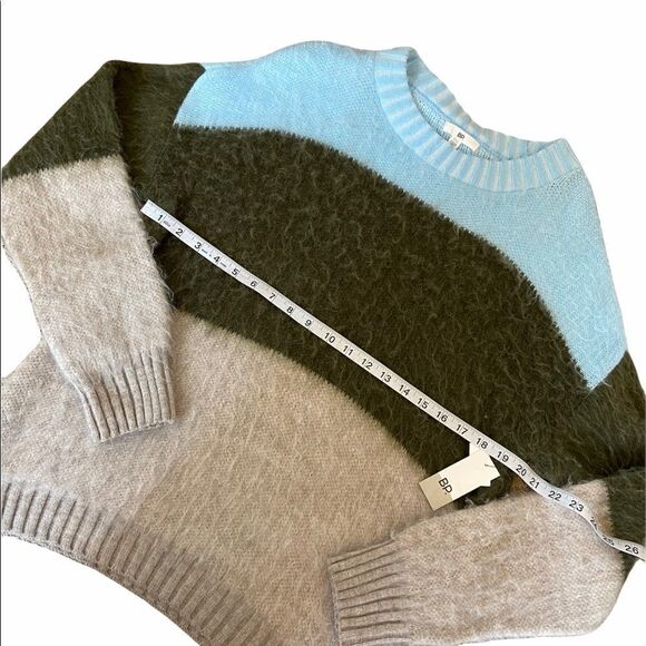 NWT BP Oversized Colour Blocked Warm Soft Fuzzy Scoop Neck Loose Fit Sweater XXS - Picture 11 of 11